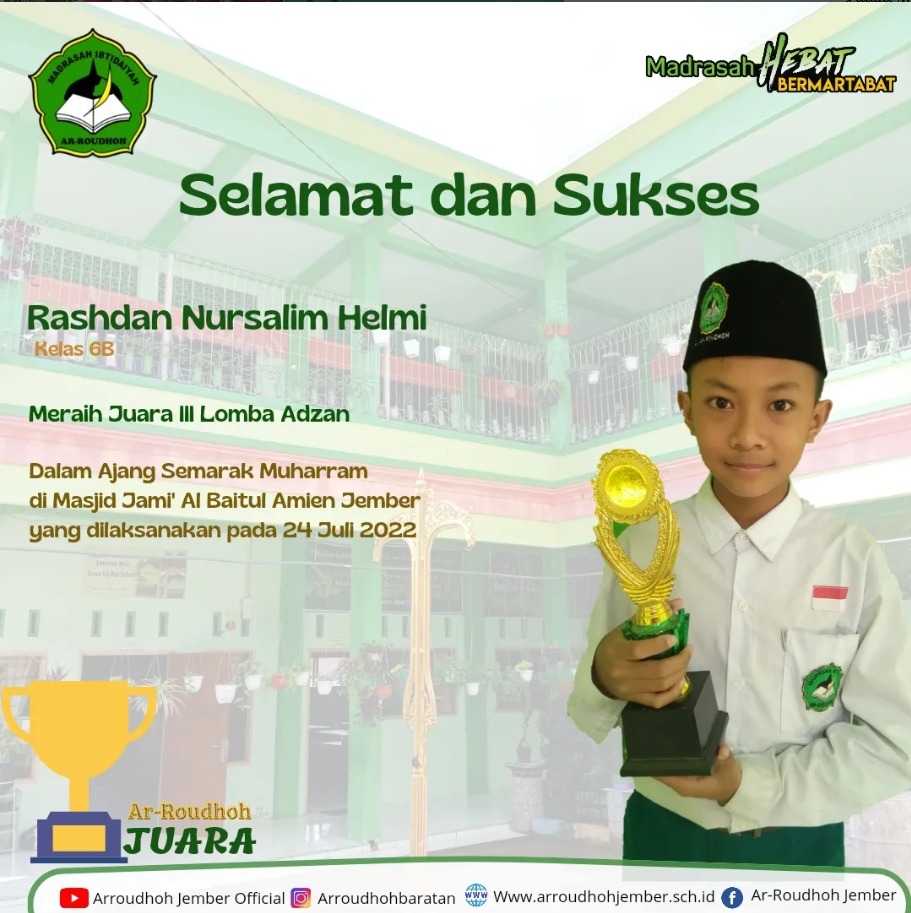 Rashdan Nursalim Helmi Raih Juara 3 Lomba Adzan pada Semarak Muharram 2022