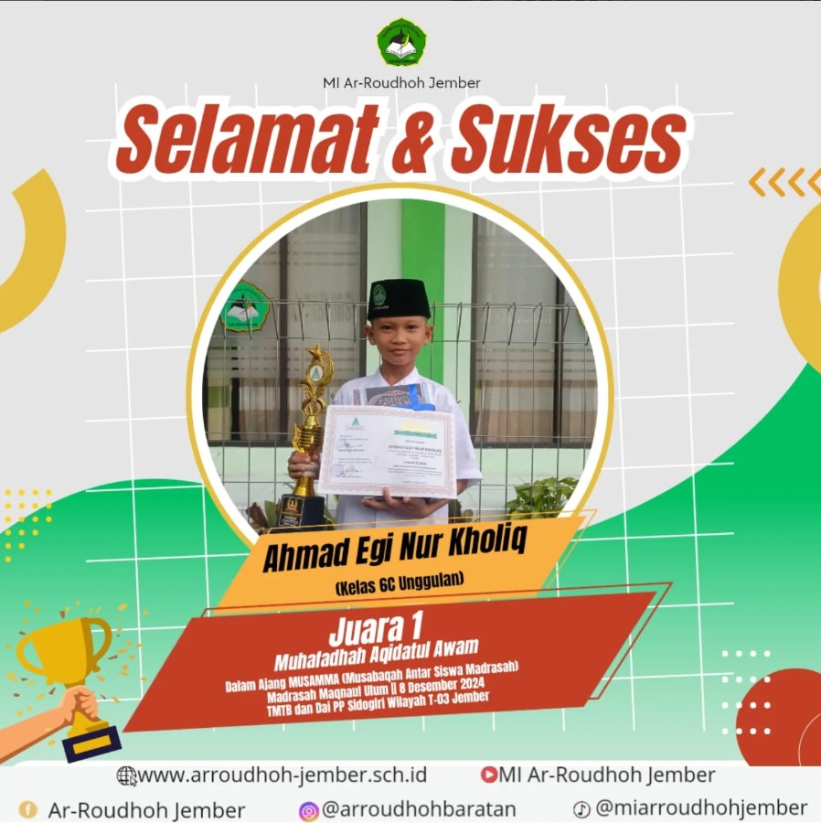 Ahmad Egik Nur K. Raih Juara 1 Muhafadhah Aqidatul Awam pada Ajang MUSAMMA