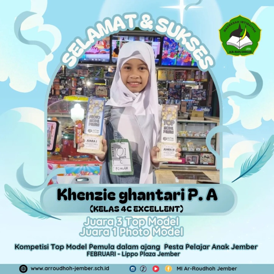 Khenzie Ghantari P.A Raih Juara 1 Photo Model dan Juara 3 Top Model pada Ajang Pesta Pelajar Anak