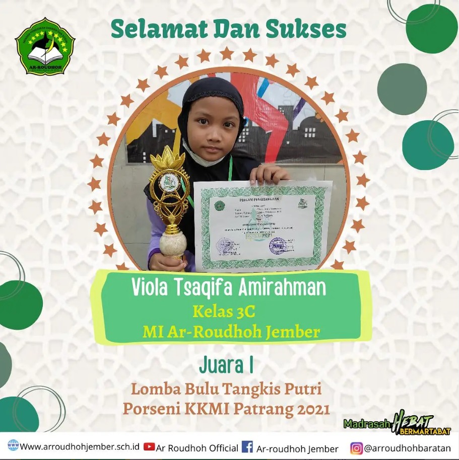 Siswa MI Ar Roudhoh Raih Juara 1 Lomba Bulu Tangkis Putri pada PORSENI KKMI Patrang 2021