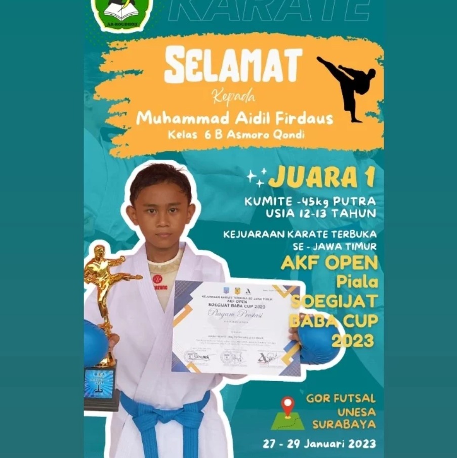 Muhammad Aidil Firdaus Kembali Raih Juara 1 Kejuaraan Karate BABA Cup 2023