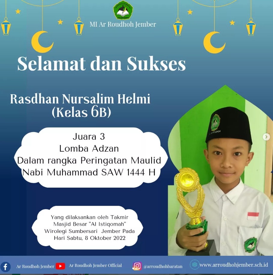 Tiga Siswa MI Ar-Roudhoh Raih Prestasi pada Berbagai Lomba di Masjid Besar Al-Istiqomah Wirolegi